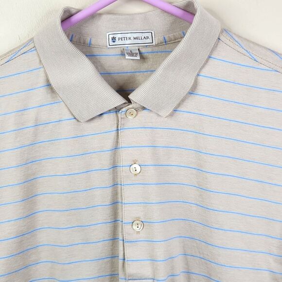 Vintage Y2K Peter Millar Striped Short Sleeve Polo Shirt Large - Picture 5 of 5